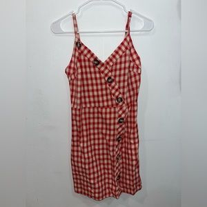 Red plaid mini dress